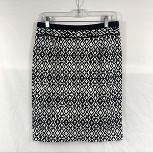 Mario Serrani Black/White Mosaic Pencil Skirt